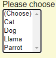 No options selected