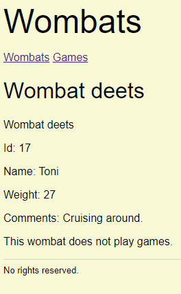 Wombat plays no games