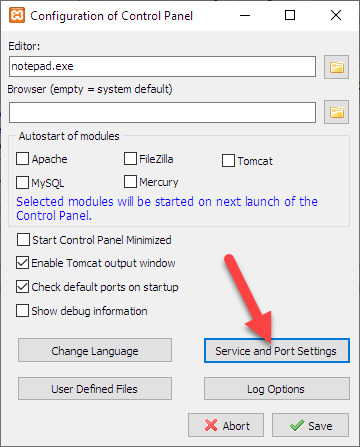 Service and Port Settings