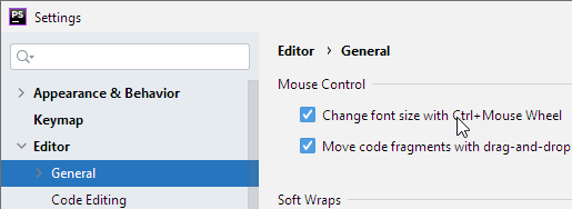 Change font size with mouse wheel