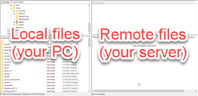 Local files on the let, remote on the right